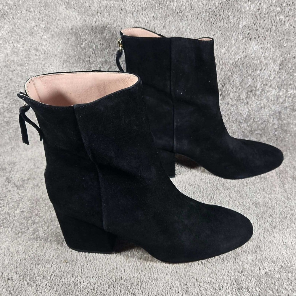 J.Crew Maya Boot Black Suede Chunky Block Heel Ankle Bootie Women 9.5